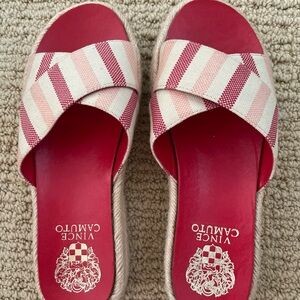 Vince Camuto Women's Carran Canvas Espadrille Platform Slip On Sandals Size 5.5